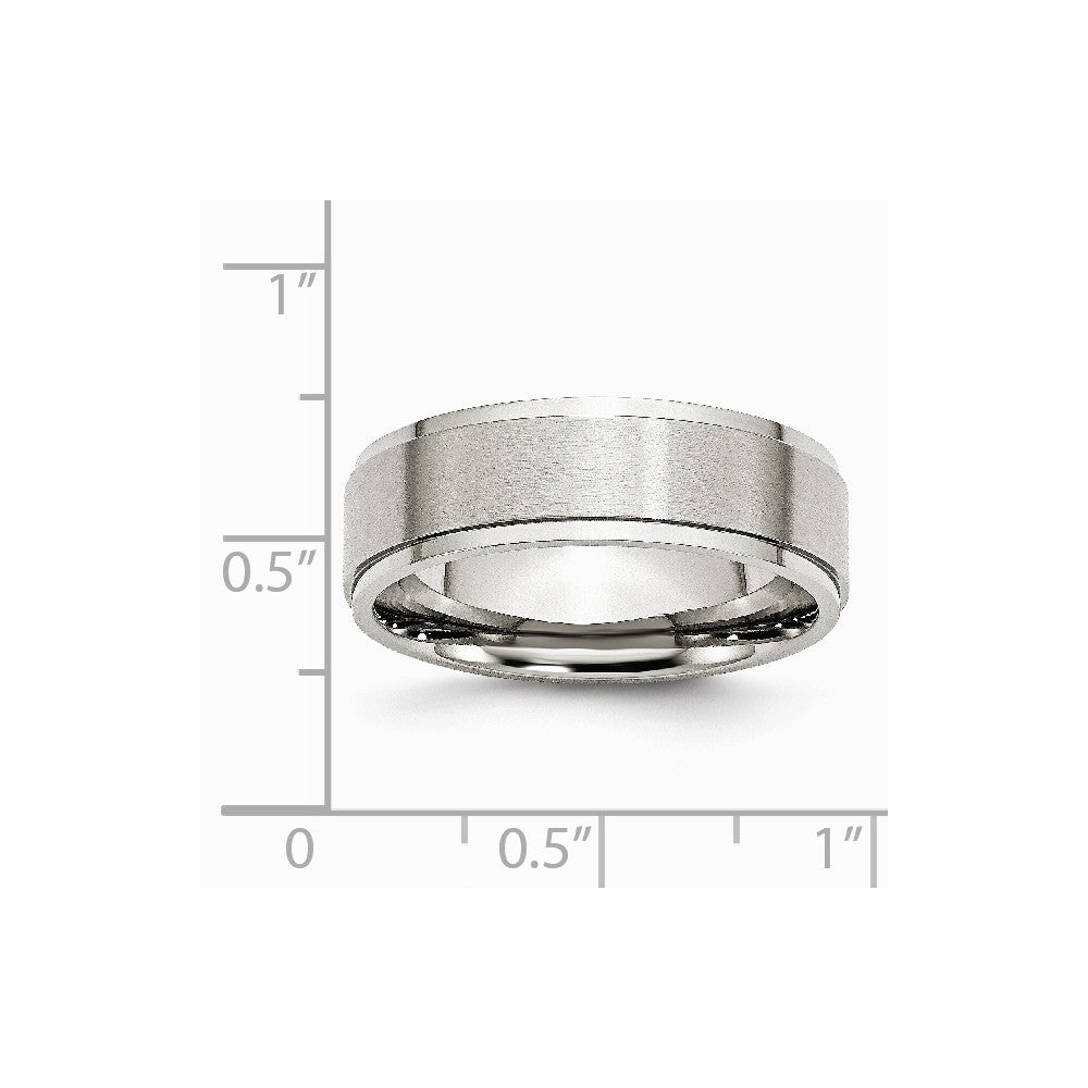 Stainless Steel Ridged Edge 7mm Brushed and Polished Band