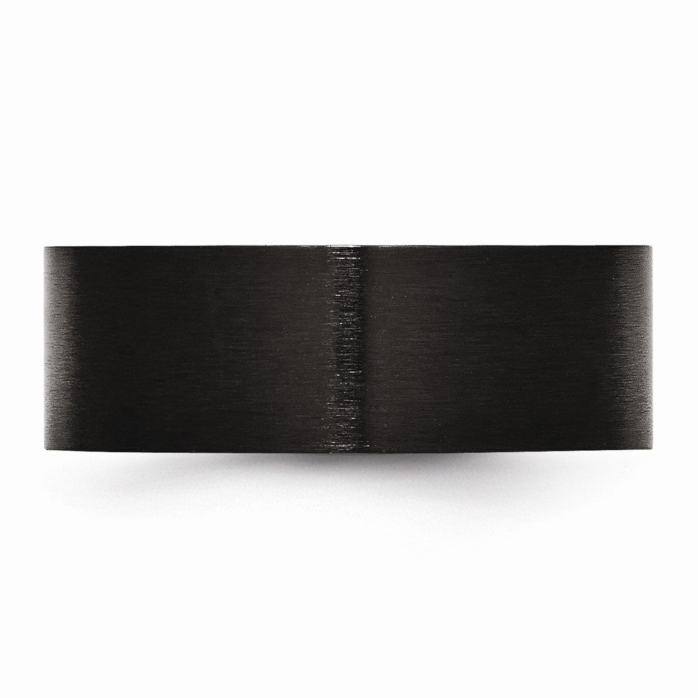 Stainless Steel 8mm Black IP-plated Brushed Flat Band