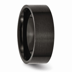 Stainless Steel 8mm Black IP-plated Brushed Flat Band