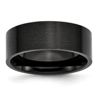 Stainless Steel Brushed Black IP-plated 8mm Flat Band