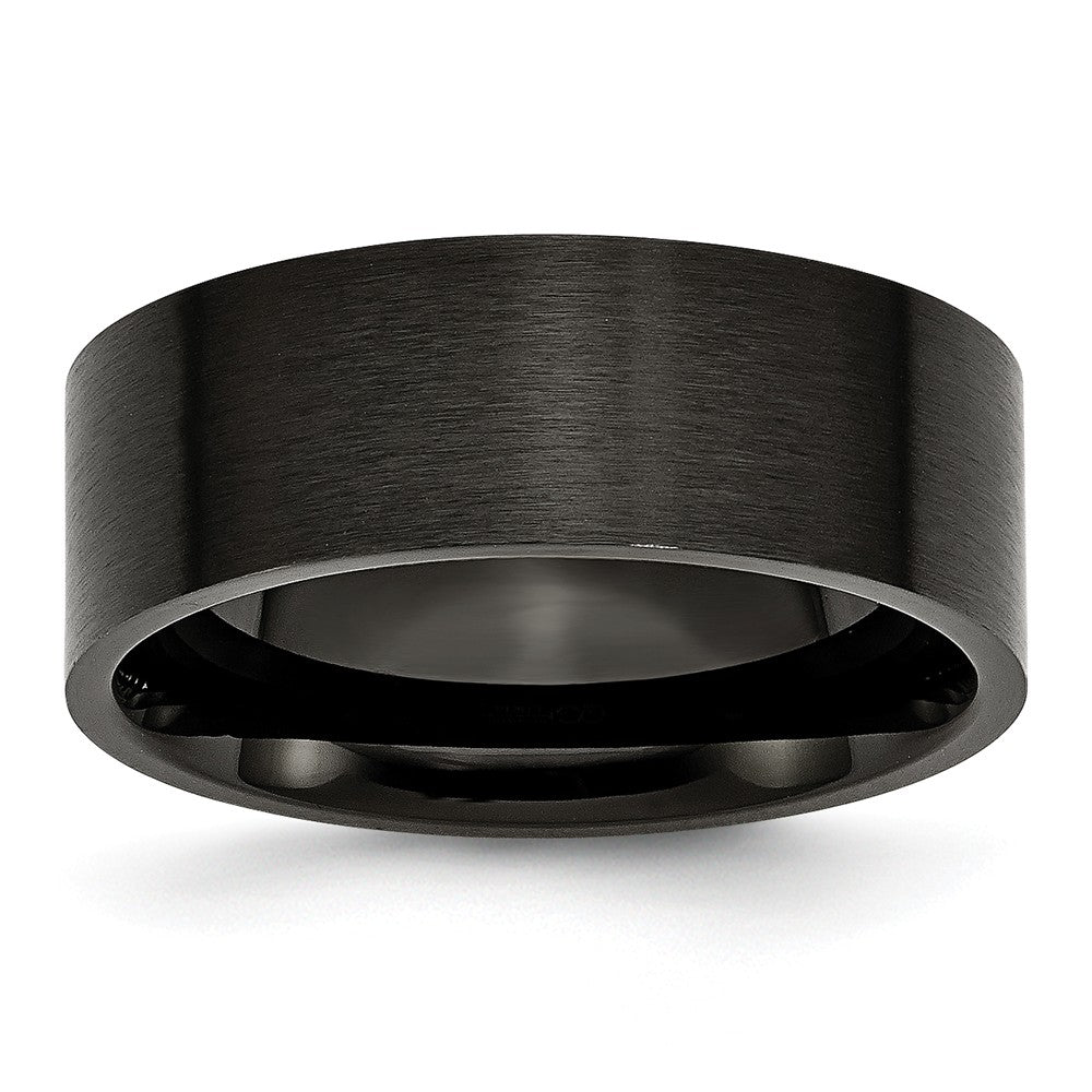 Stainless Steel 8mm Black IP-plated Brushed Flat Band