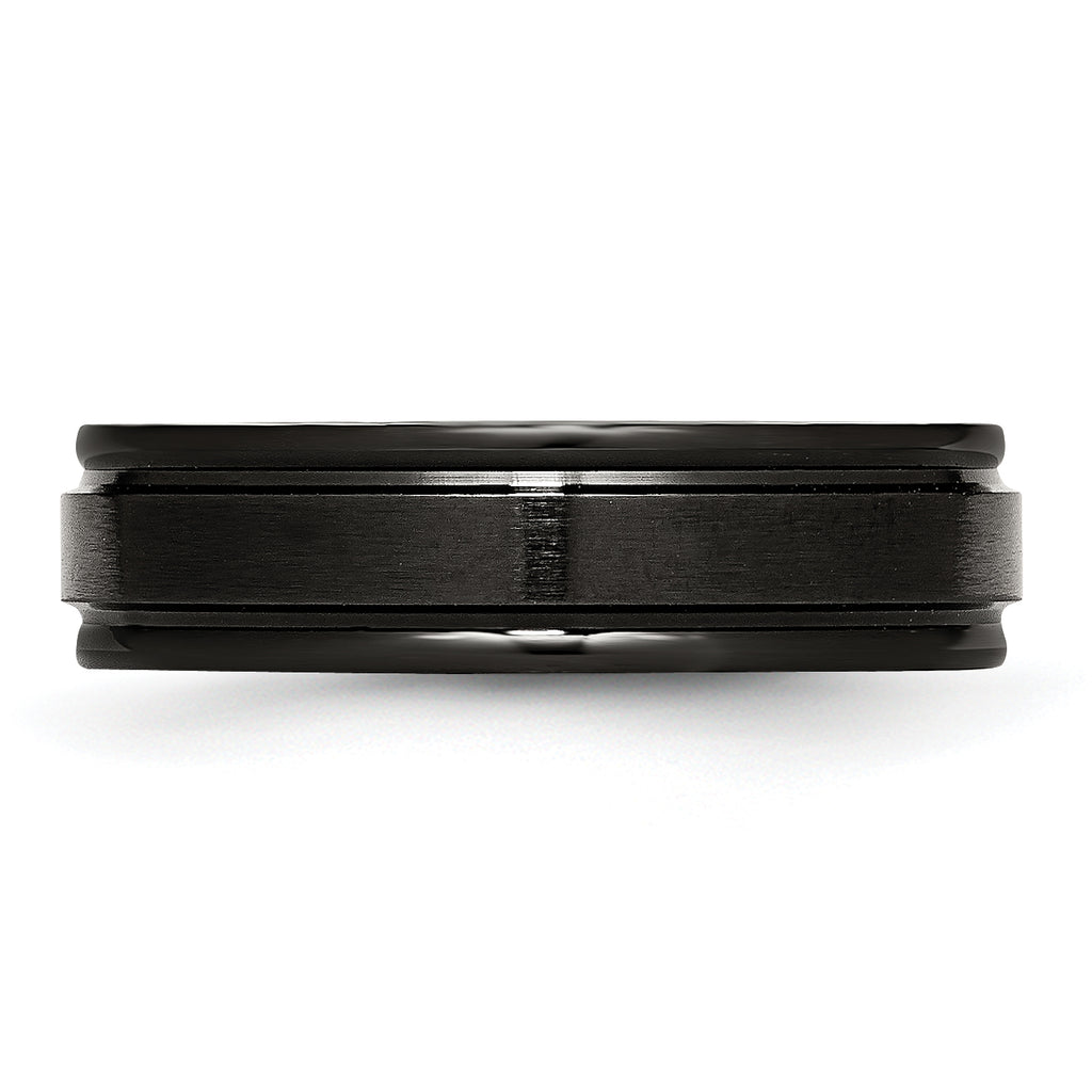Black IP Brushed Wedding Band in Stainless Steel, 6mm