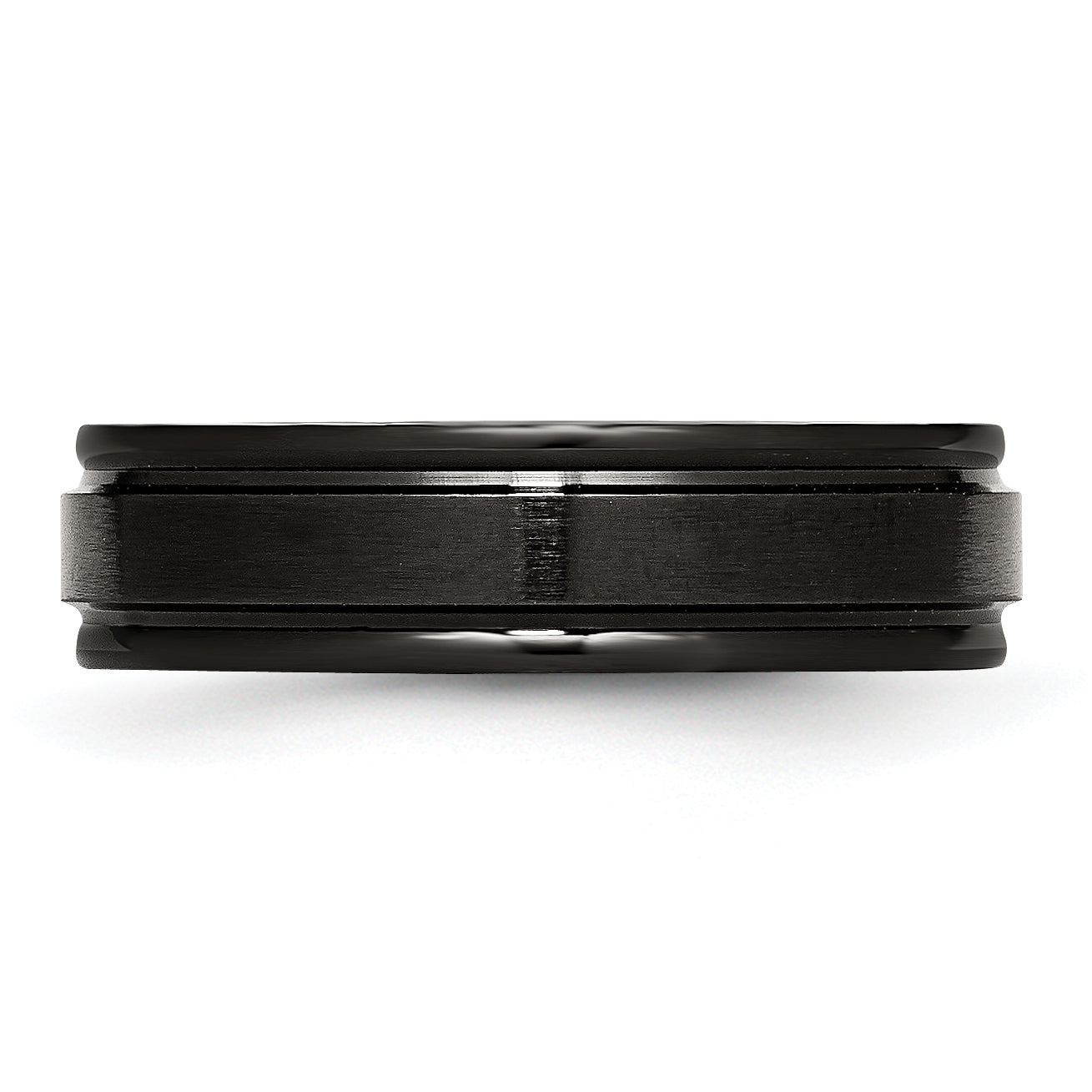 Black IP Brushed Wedding Band in Stainless Steel, 6mm