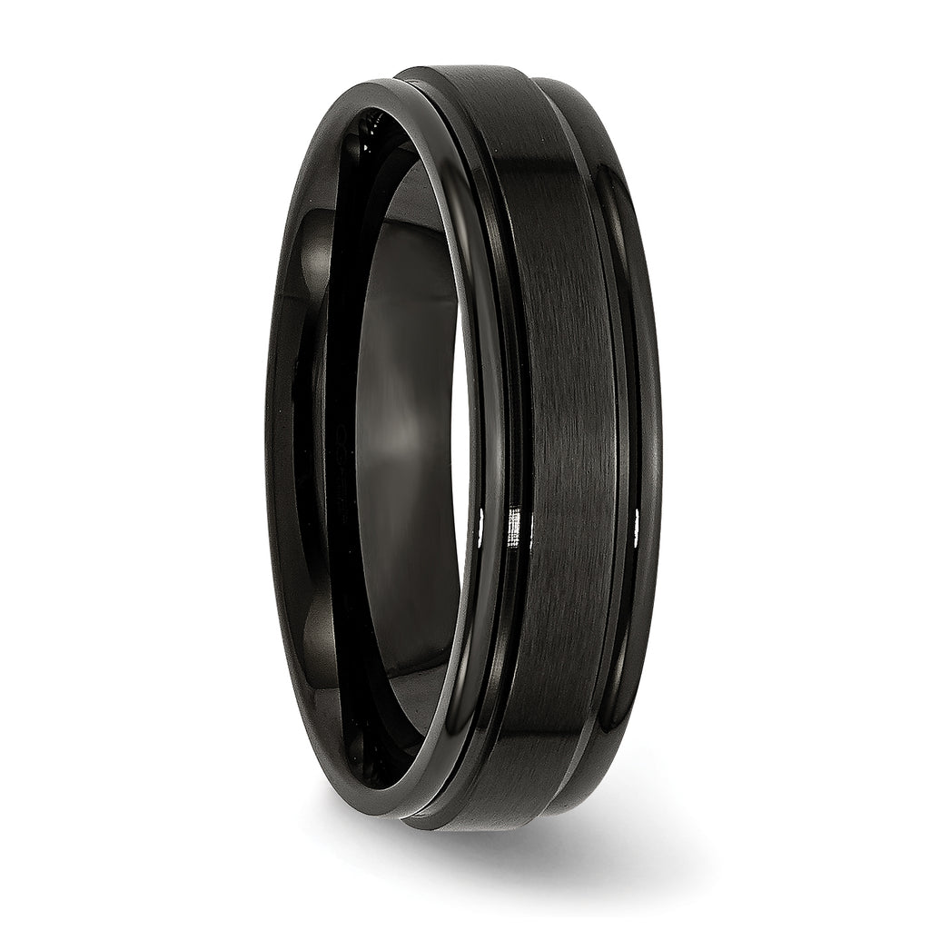 Black IP Brushed Wedding Band in Stainless Steel, 6mm