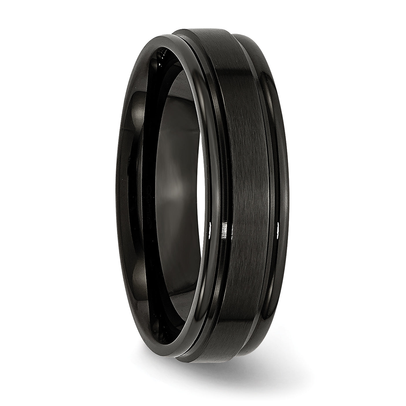 Black IP Brushed Wedding Band in Stainless Steel, 6mm