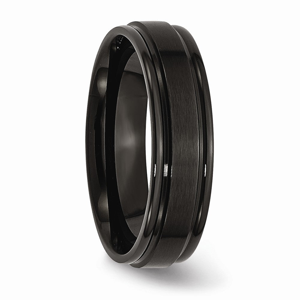 Black IP Wedding Band in Stainless Steel, 6mm