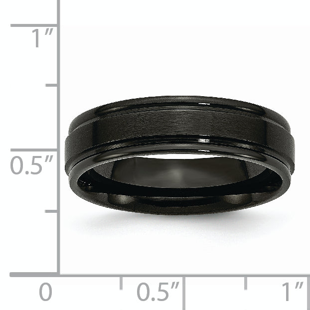 Black IP Brushed Wedding Band in Stainless Steel, 6mm