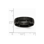 Stainless Steel 6mm Black IP-plated Brushed Center/Polished Edges Band