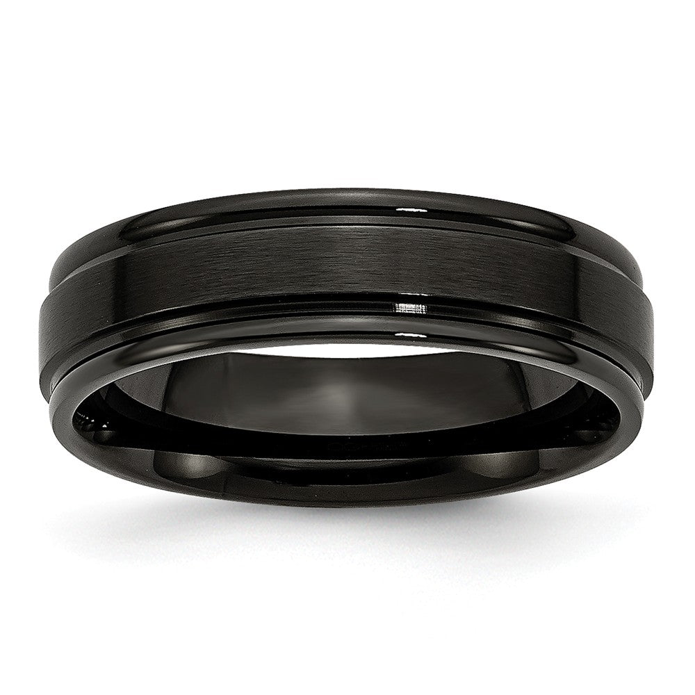 Black IP Wedding Band in Stainless Steel, 6mm