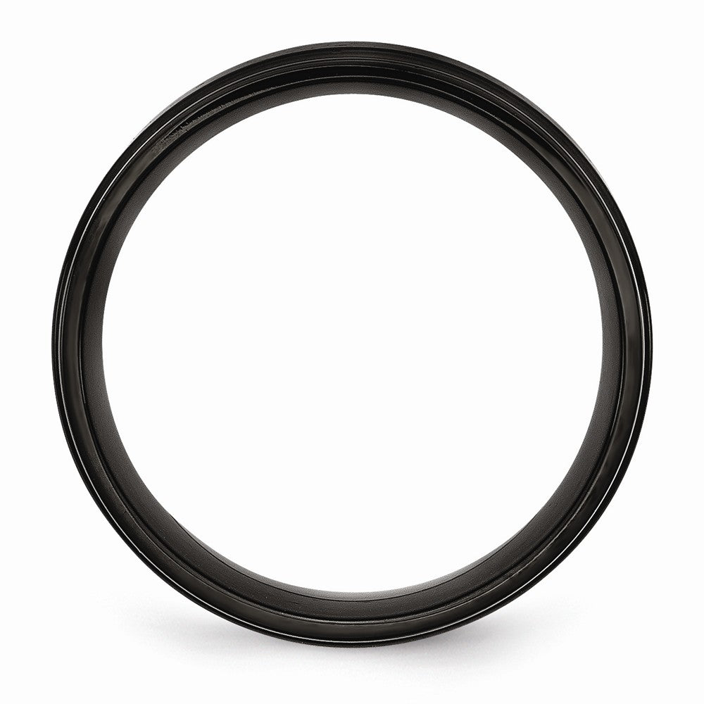 Stainless Steel Black IP-Plated 8mm Engravable Wedding Band with Brushed Center - 7