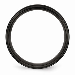 Stainless Steel Black IP-Plated 8mm Engravable Wedding Band with Brushed Center - 7