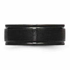 Stainless Steel Black IP-Plated 8mm Engravable Wedding Band with Brushed Center - 7