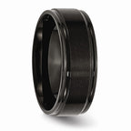 Stainless Steel Black IP-Plated 8mm Engravable Wedding Band with Brushed Center
