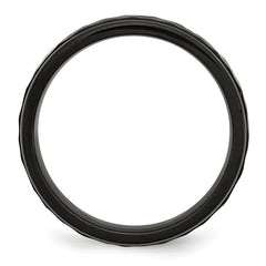 Stainless Steel Polished and Hammered Black IP-plated 7mm Band