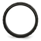 Hammered Beveled-Edge Wedding Band in Black IP Stainless Steel, 8mm