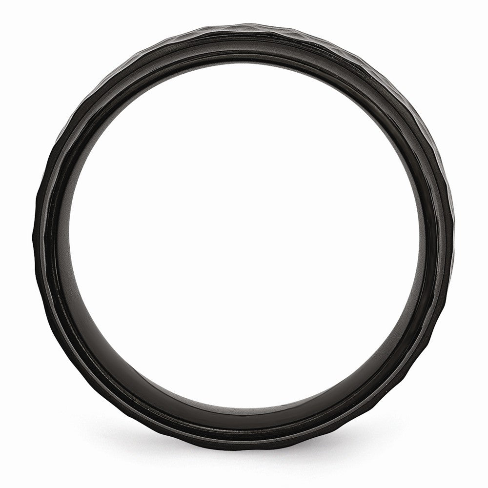 Sophia Jewelers Stainless Steel Engravable Black IP Wedding Band with Beveled Edge