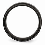 Sophia Jewelers Stainless Steel Engravable Black IP Wedding Band with Beveled Edge
