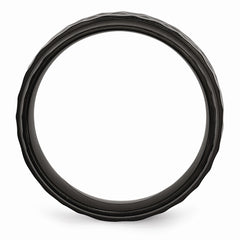 Sophia Jewelers Stainless Steel Engravable Black IP Wedding Band with Beveled Edge