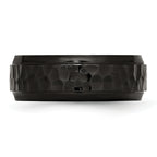 Hammered Beveled-Edge Wedding Band in Black IP Stainless Steel, 8mm