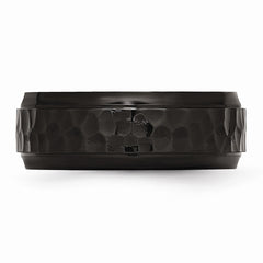 Sophia Jewelers Stainless Steel Engravable Black IP Wedding Band with Beveled Edge