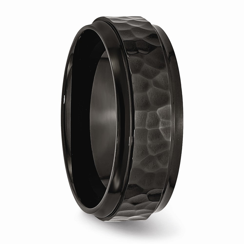 Sophia Jewelers Stainless Steel Engravable Black IP Wedding Band with Beveled Edge