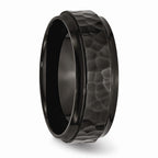Sophia Jewelers Stainless Steel Engravable Black IP Wedding Band with Beveled Edge