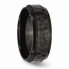 Sophia Jewelers Stainless Steel Engravable Black IP Wedding Band with Beveled Edge