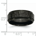 Hammered Beveled-Edge Wedding Band in Black IP Stainless Steel, 8mm