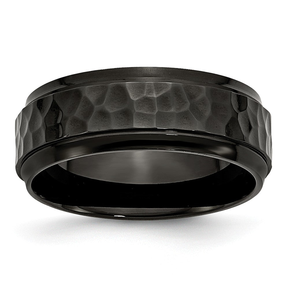Sophia Jewelers Stainless Steel Engravable Black IP Wedding Band with Beveled Edge Main image