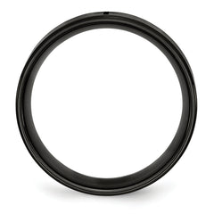 Stainless Steel Brushed/Polished Black IP-plated Cross 8mm Band