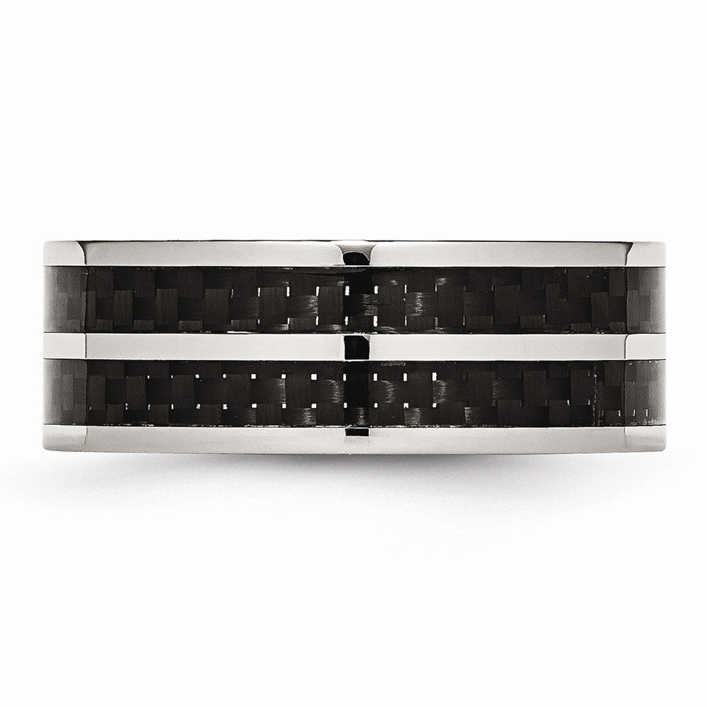 Carbon Fiber Inlay Wedding Band in Stainless Steel, 8mm