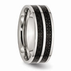 Carbon Fiber Inlay Wedding Band in Stainless Steel, 8mm