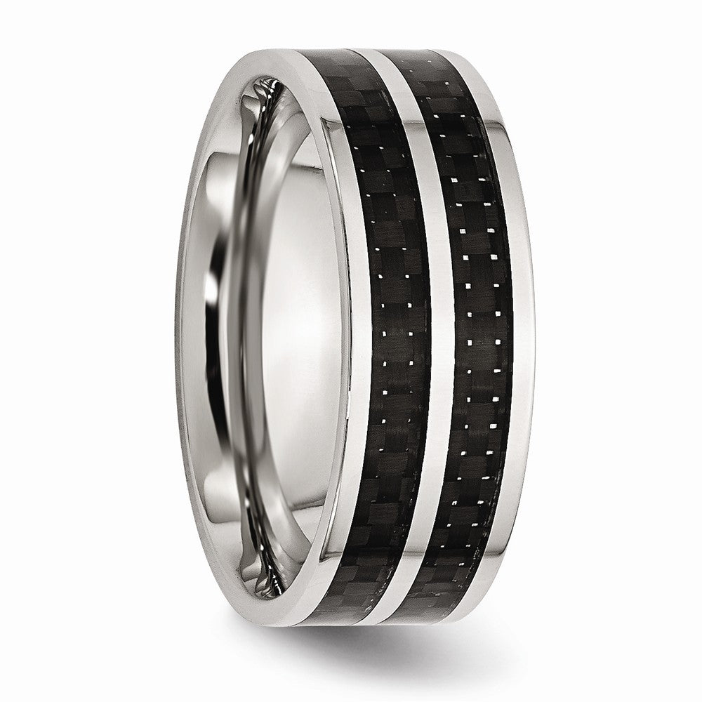Carbon Fiber Inlay Wedding Band in Stainless Steel, 8mm