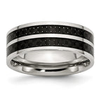 Carbon Fiber Inlay Wedding Band in Stainless Steel, 8mm