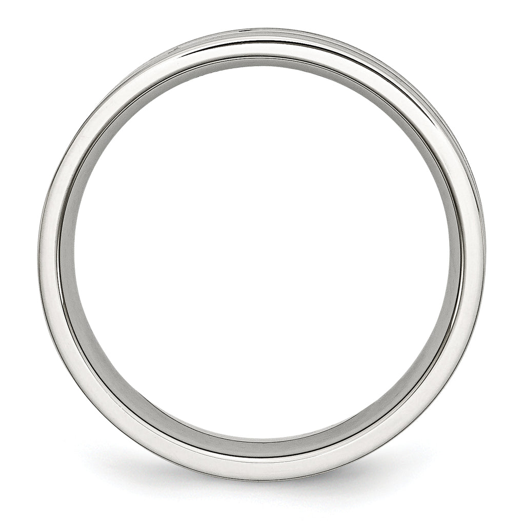Carbon Fiber Inlay Wedding Band in Stainless Steel, 6mm
