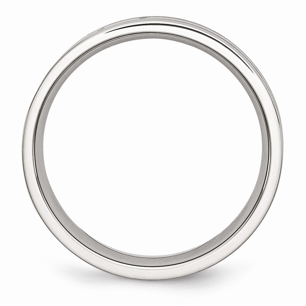Sophia Jewelers Stainless Steel Wedding Band with Black Carbon Inlay Polished Finish - 6