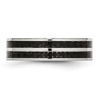 Carbon Fiber Inlay Wedding Band in Stainless Steel, 6mm
