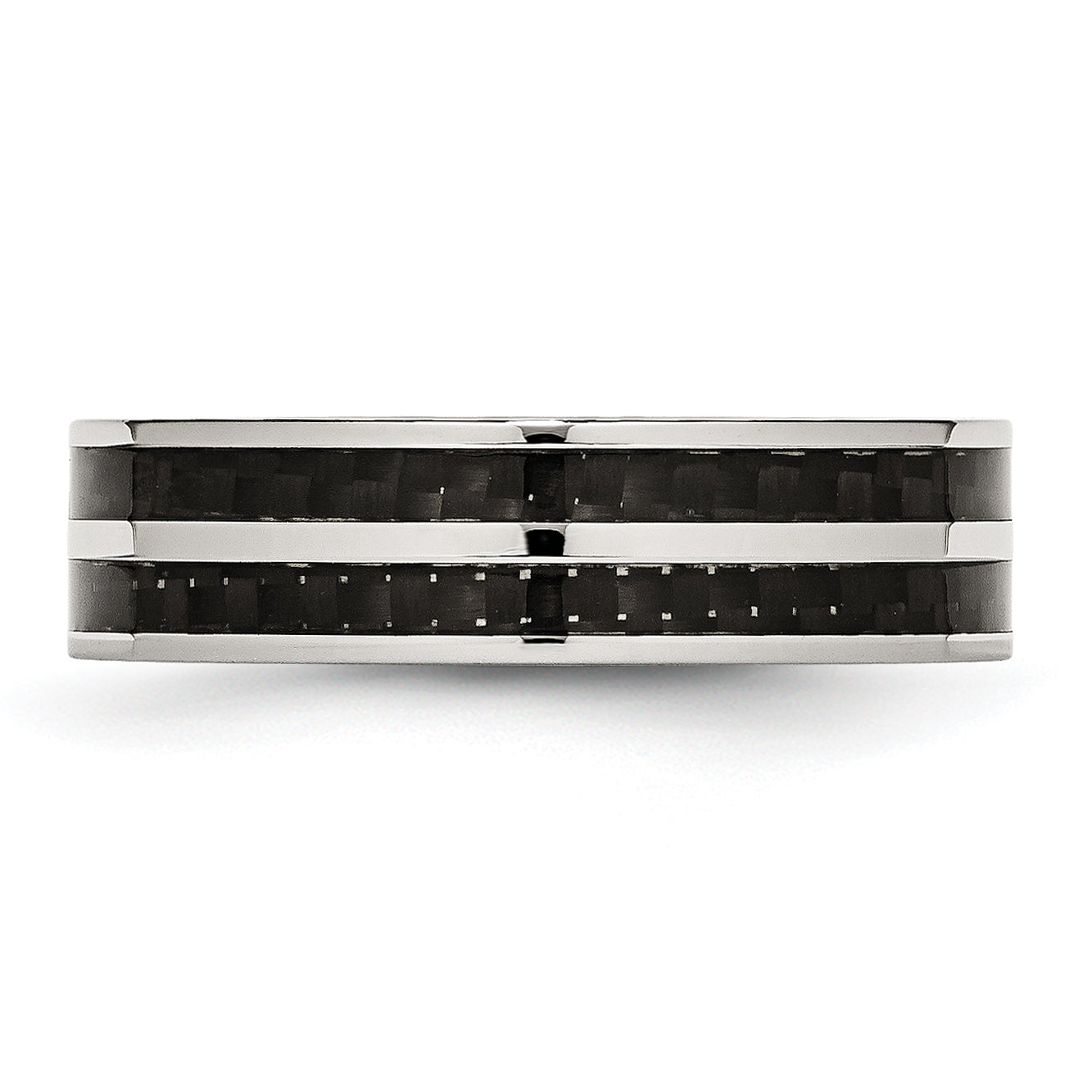 Carbon Fiber Inlay Wedding Band in Stainless Steel, 6mm