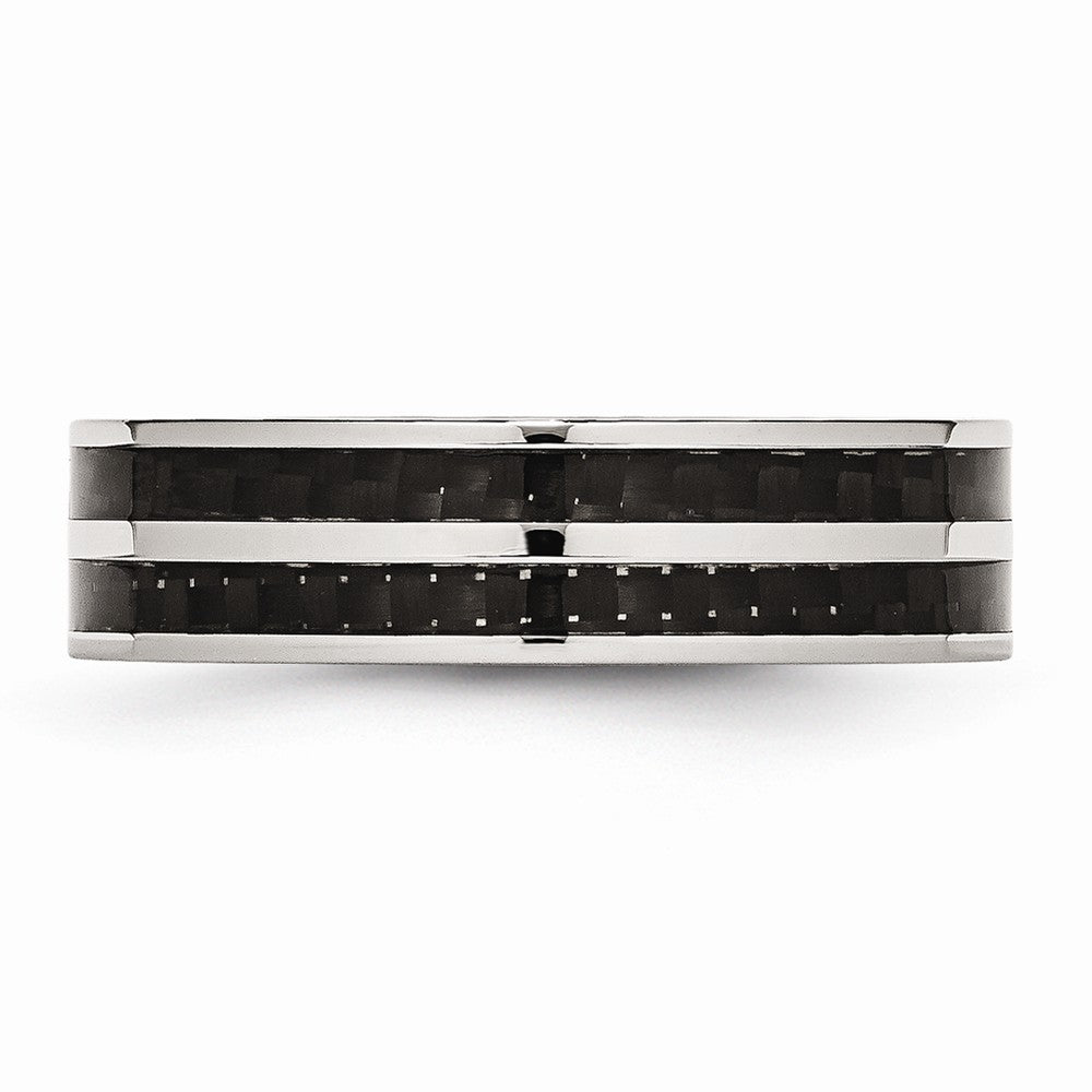 Sophia Jewelers Stainless Steel Wedding Band with Black Carbon Inlay Polished Finish - 6