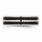Carbon Fiber Inlay Wedding Band in Stainless Steel, 6mm