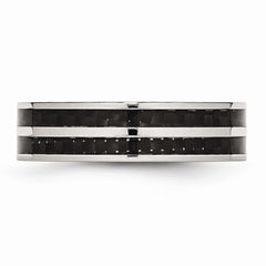 Sophia Jewelers Stainless Steel Wedding Band with Black Carbon Inlay Polished Finish - 6