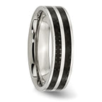 Carbon Fiber Inlay Wedding Band in Stainless Steel, 6mm