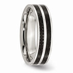 Carbon Fiber Inlay Wedding Band in Stainless Steel, 6mm