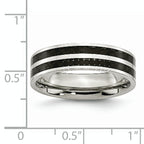 Carbon Fiber Inlay Wedding Band in Stainless Steel, 6mm