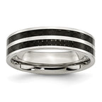 Carbon Fiber Inlay Wedding Band in Stainless Steel, 6mm