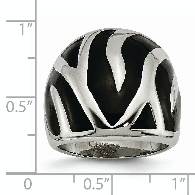 Stainless Steel Polished and Enameled Ring