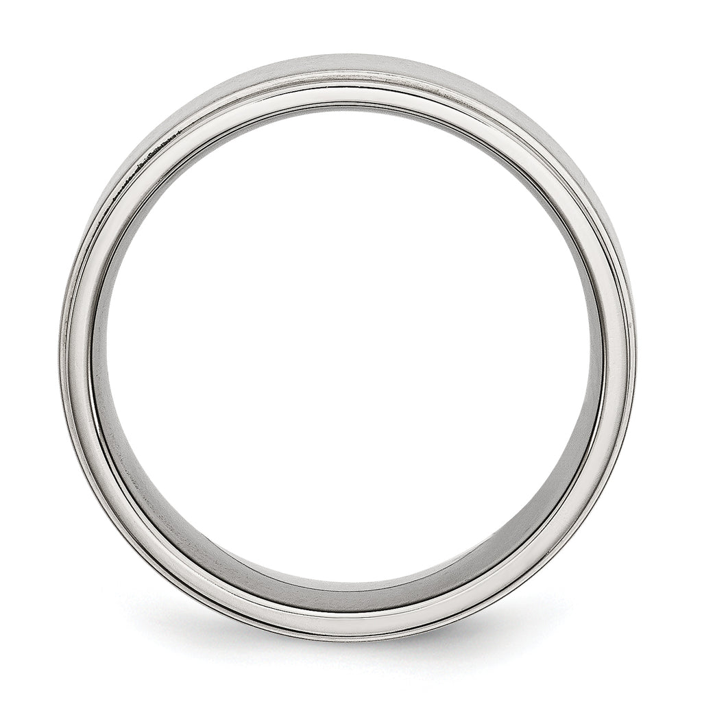 Ridged Edge Comfort-Fit Wedding Band in Stainless Steel, 8mm