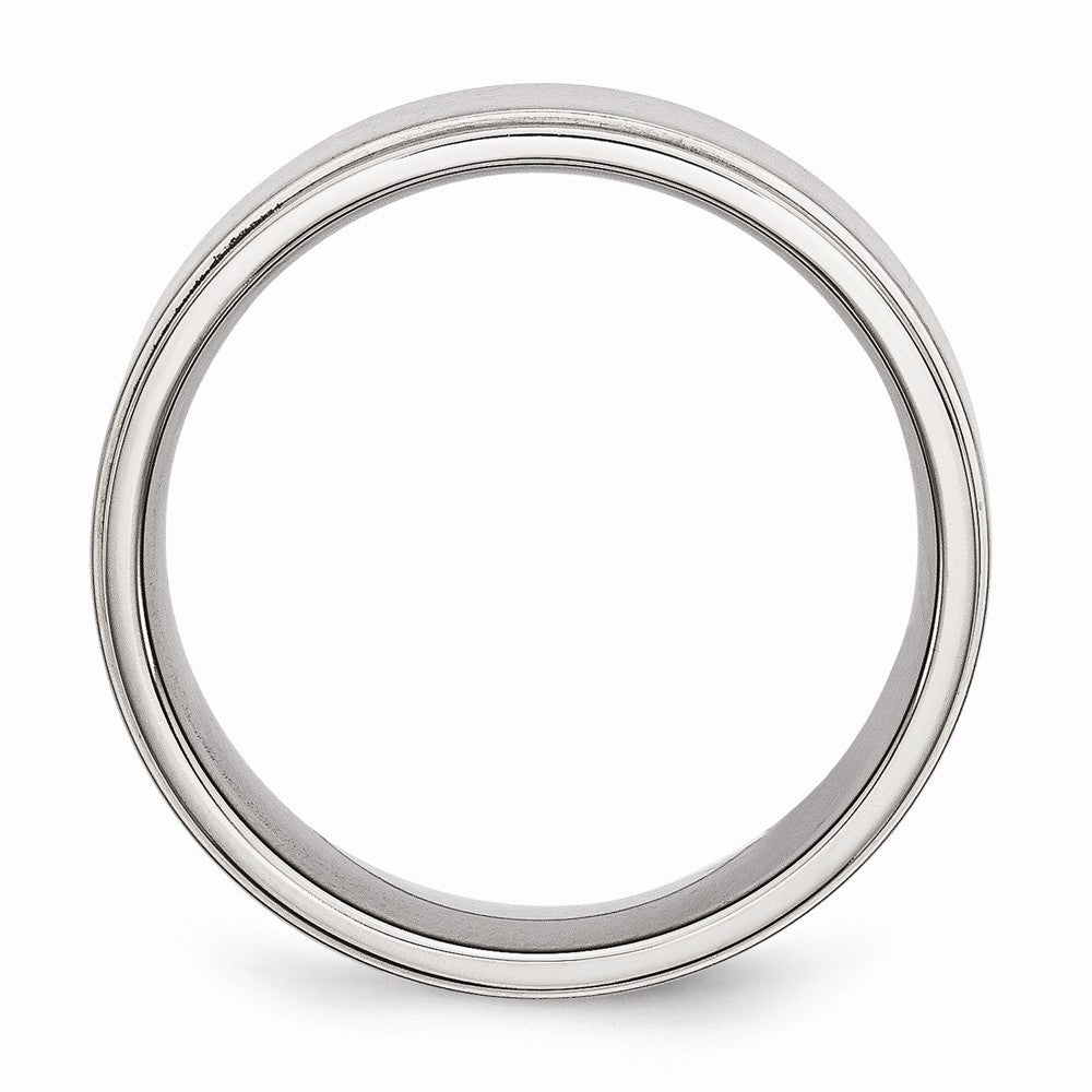 Ridged Edge Comfort-Fit Wedding Band in Stainless Steel, 8mm Secondary image