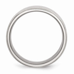Sophia Jewelers Stainless Steel 8mm Comfort Fit Ridged Wedding Band