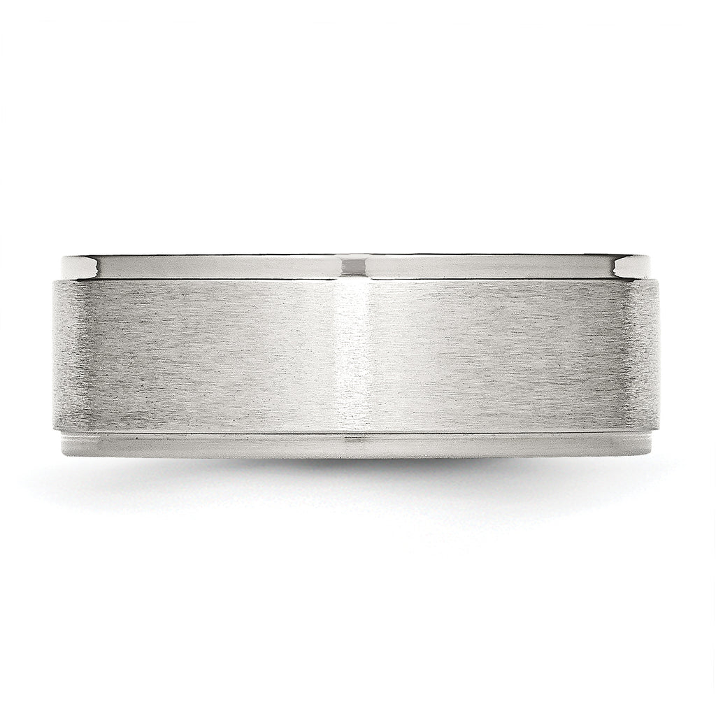 Ridged Edge Comfort-Fit Wedding Band in Stainless Steel, 8mm